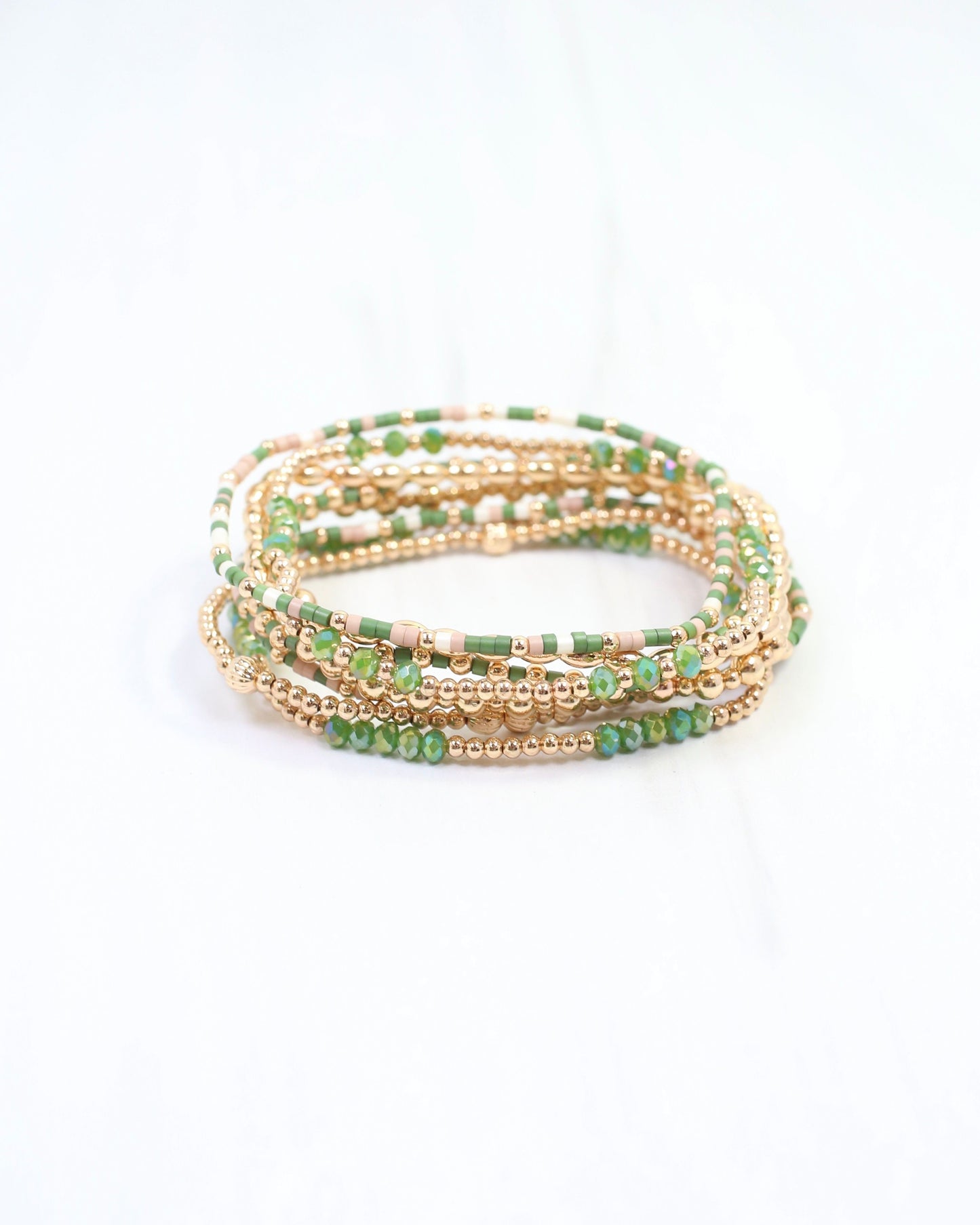 Gabriela Gold Beaded Bracelet Set Geen