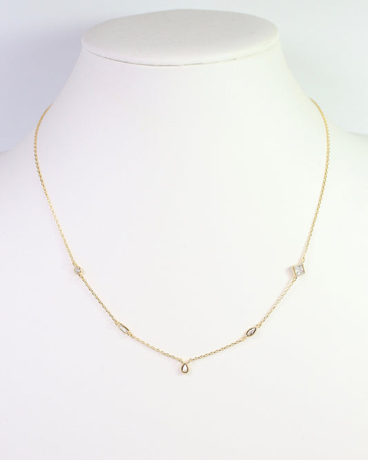 Norfolk Multi CZ Necklace WR Gold