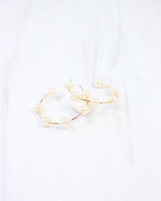 Mount Pleasant Pearl Hoop Earring Gold