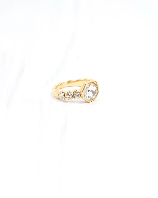Rigell Rhinestone Ring WP Clear