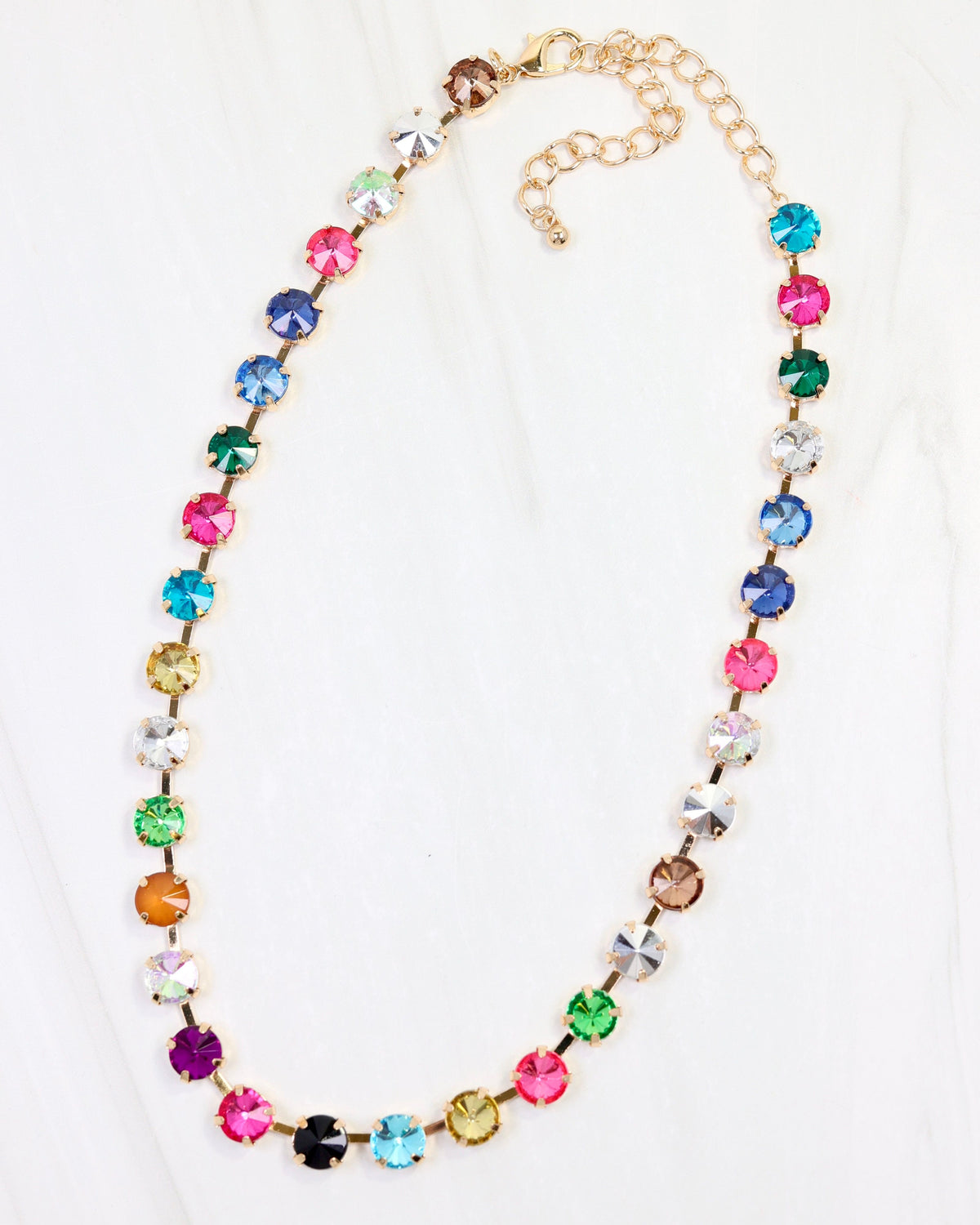 Shalimar Small Rhinestone Necklace Dark Multi