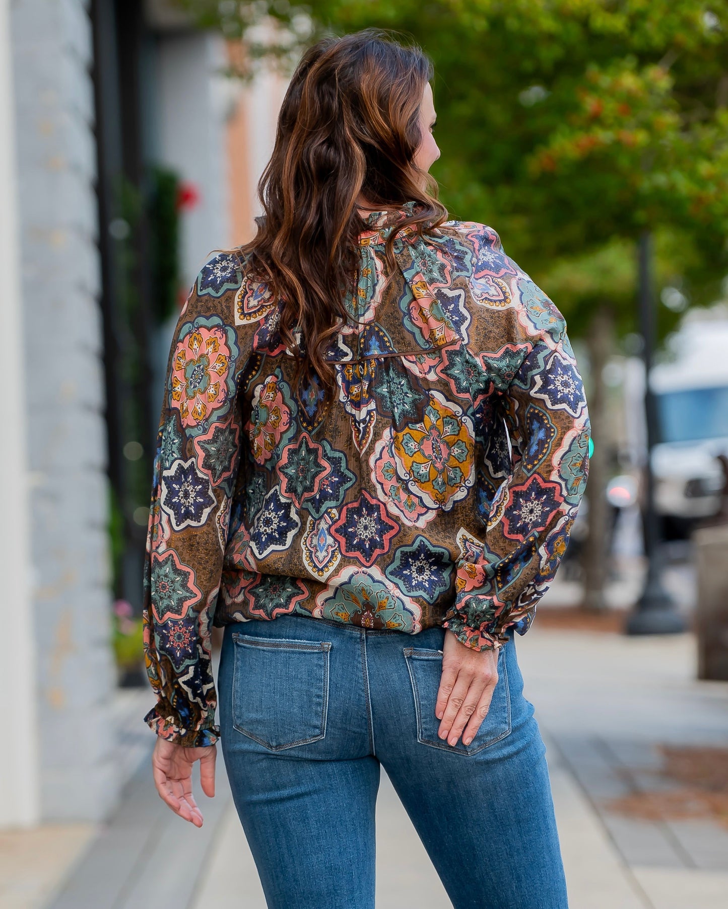 Veronica Mosaic Print Top-Brown