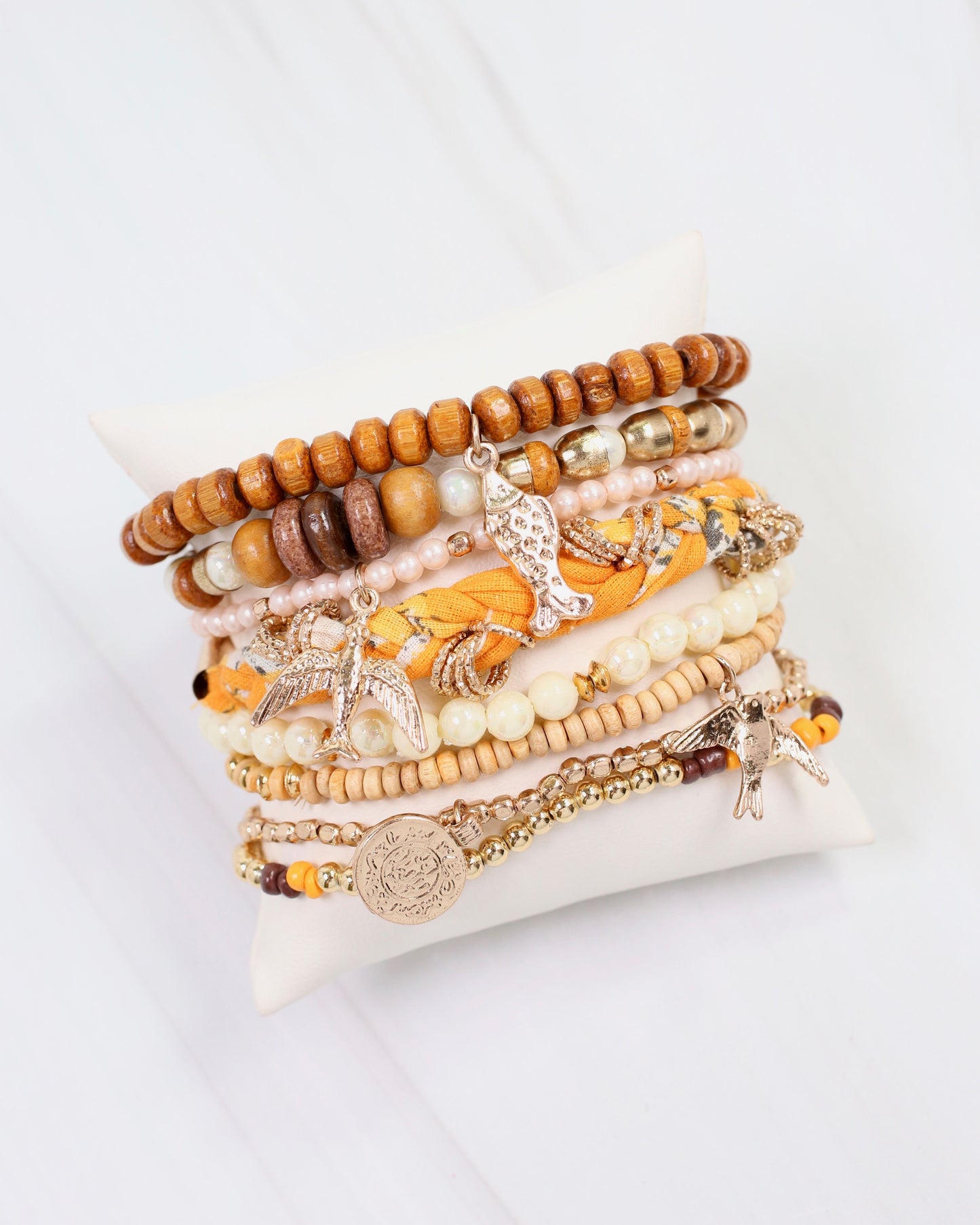 Toledo Beaded Stretch Bracelet Mustard