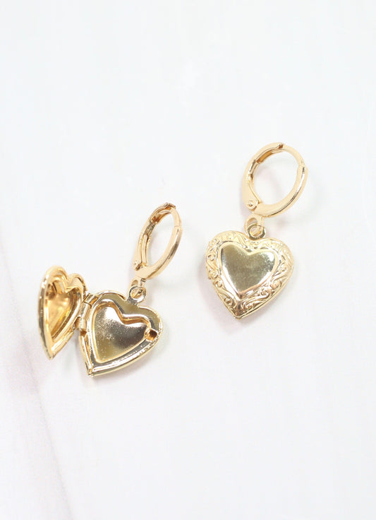 Valery Heart Locket Earring Gold