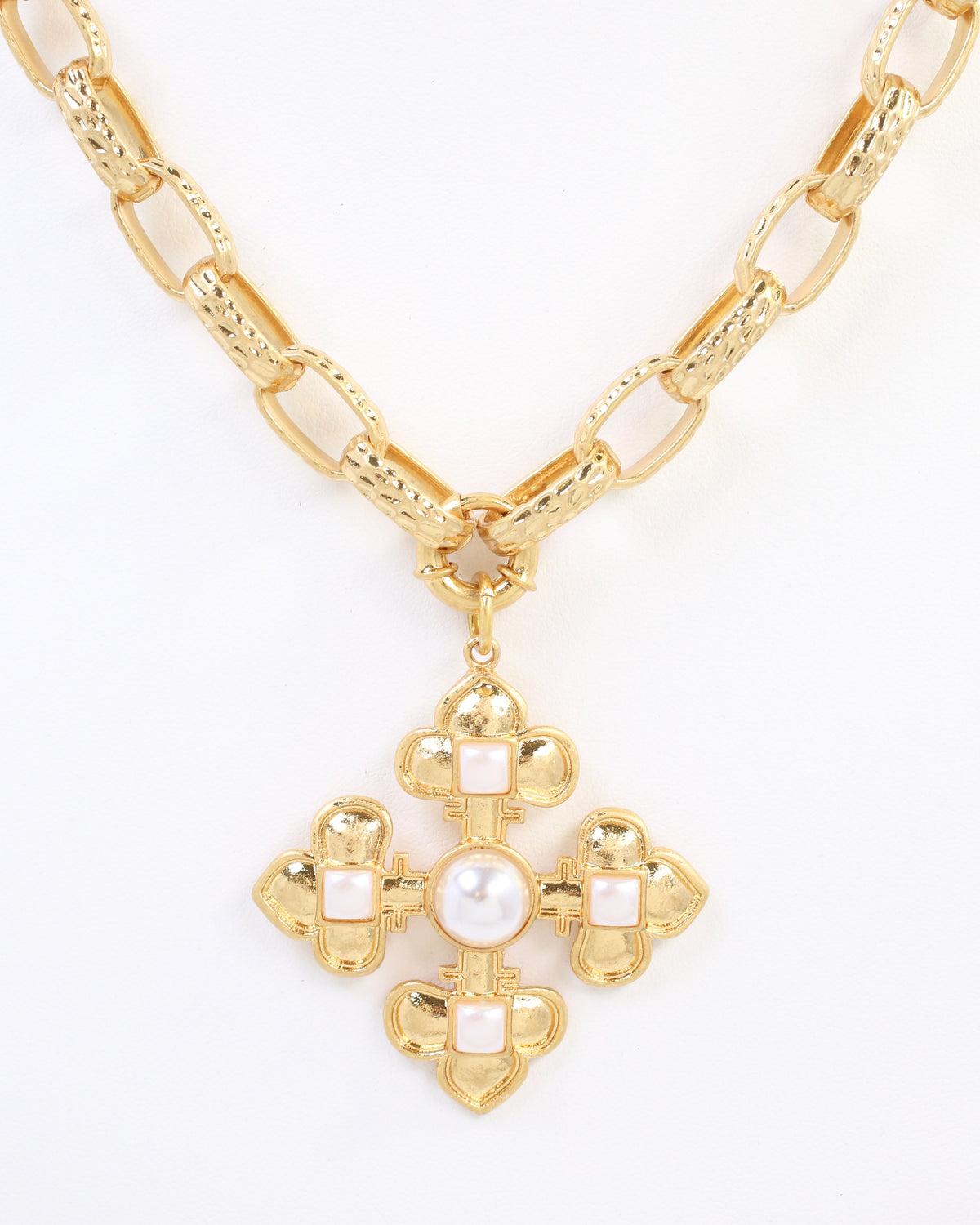 Birkhall Pearl Cross Pendant Necklace WRVG