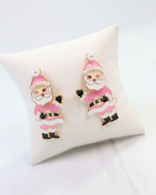 Jingling Santa Earring Pink