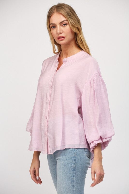 In Your Head Lilac Puff Sleeve Top - Caroline Hill
