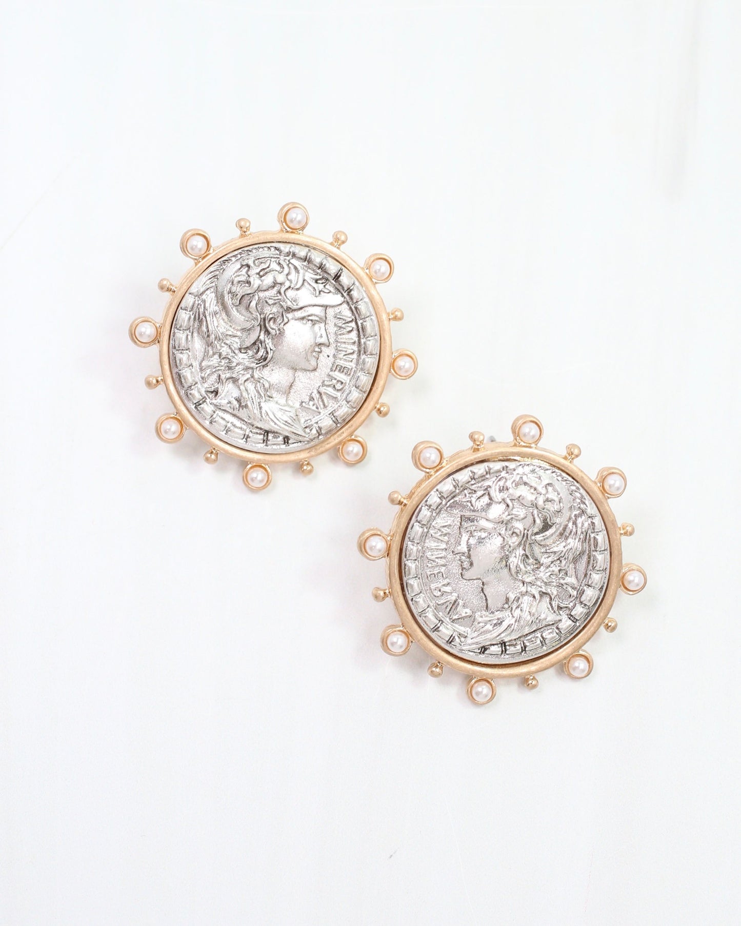 Anna Kate Coin Earring Worn Silver
