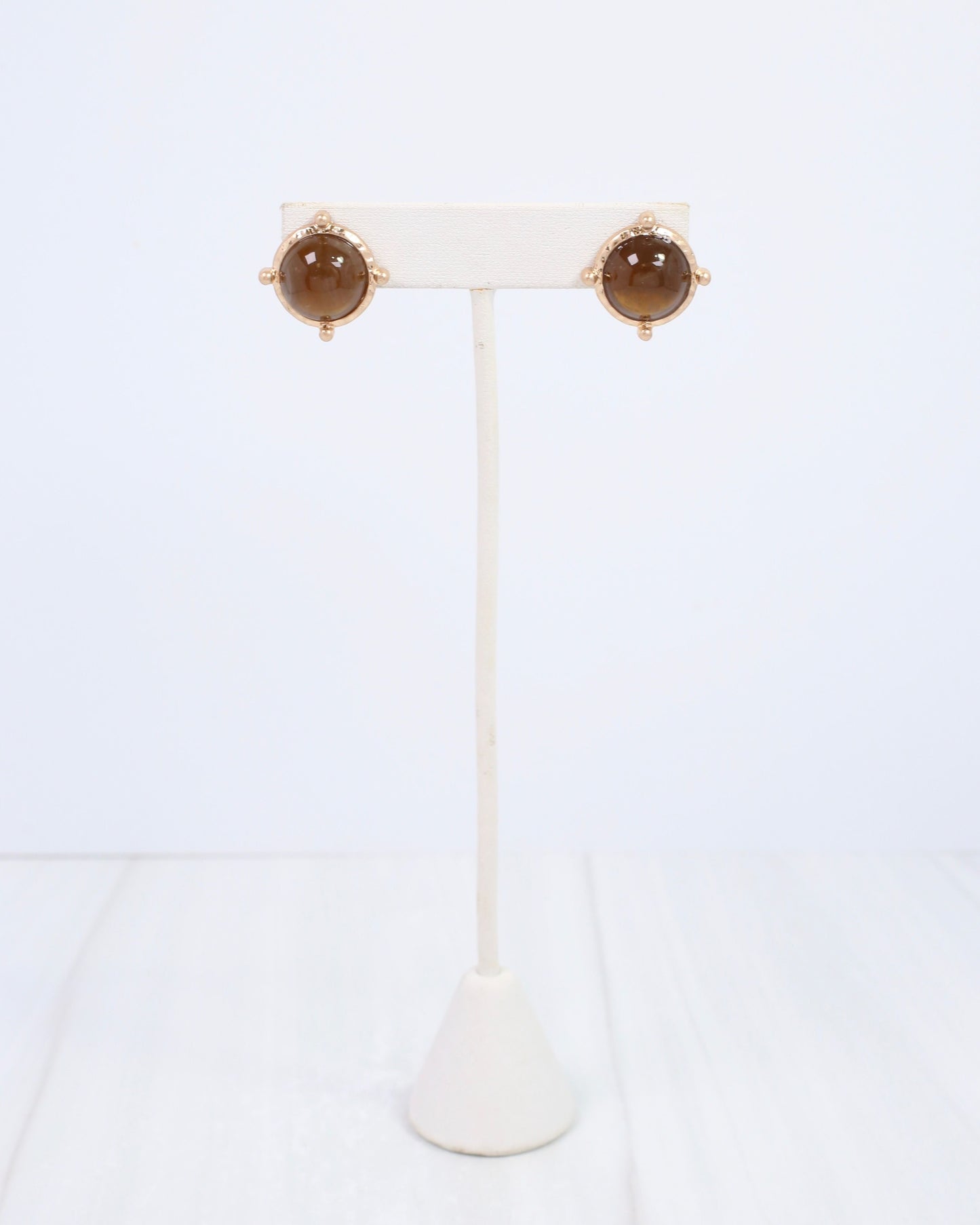 Florissant Round Post Earring Brown