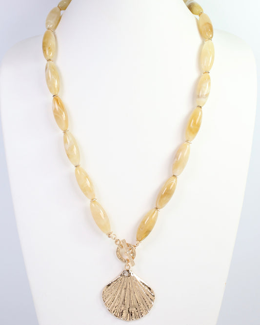 Cambridge Stone Beaded Necklace with Shell Natural