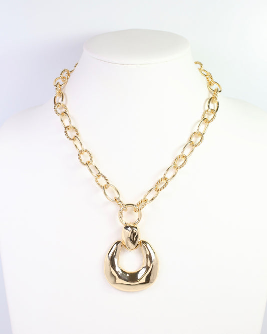 Galena Horseshoe Charm Necklace Gold