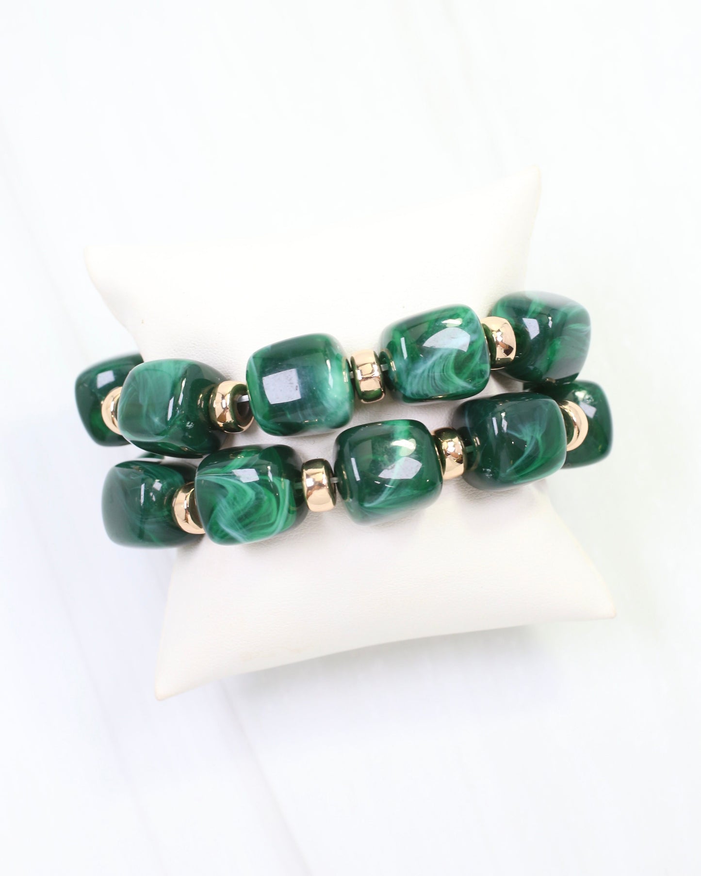 Raquel Beaded Bracelet Set Green