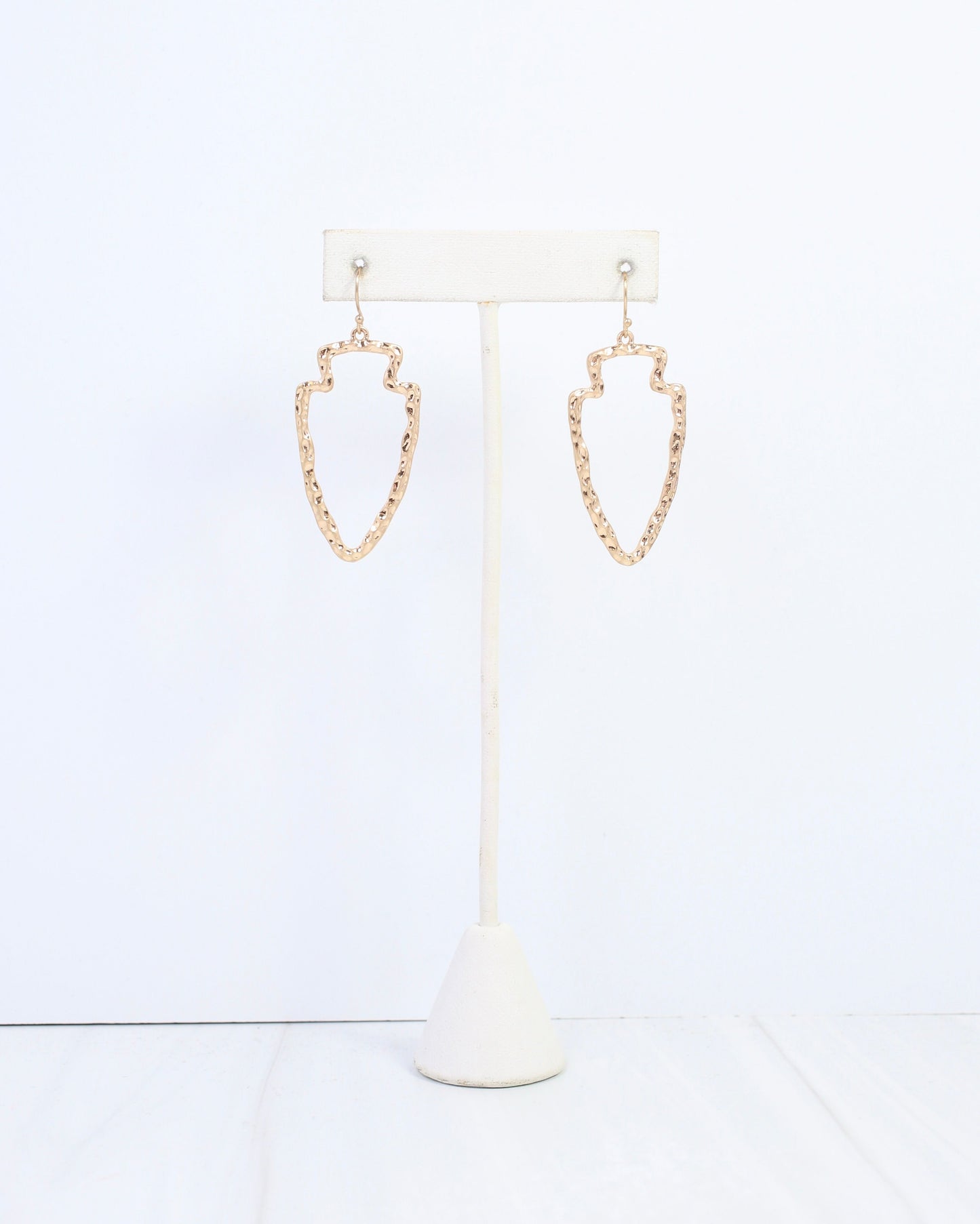 Ciara Hammered Arrowhead Dangle Earring Worn Gold