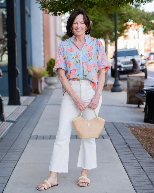 Zora Floral Print Bubble Sleeve Top