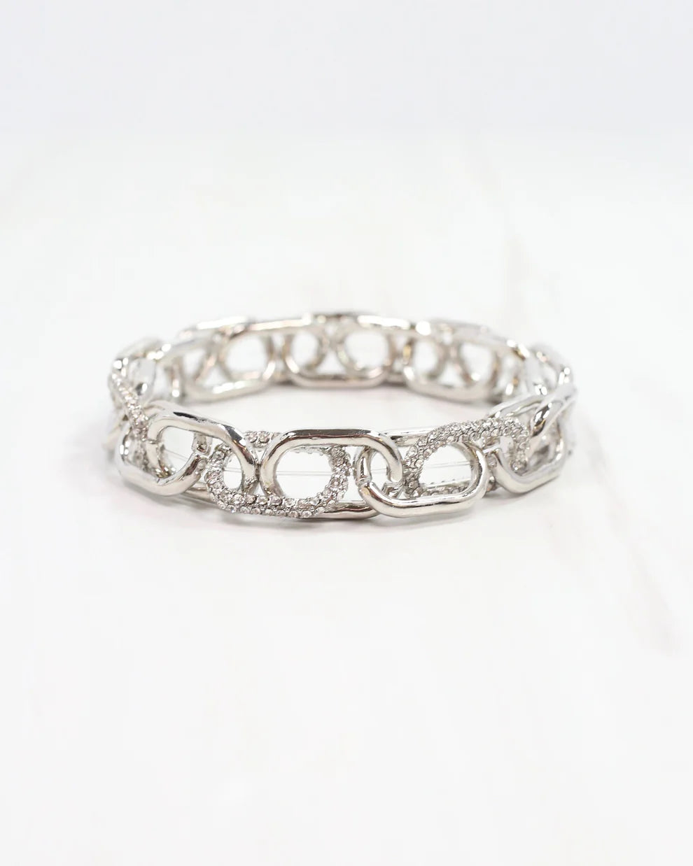 Currie Link Stretch Bracelet Silver