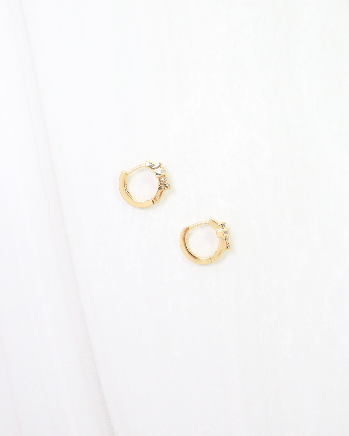 Josephina Pave Cross Huggie Hoop Earring WR Gold
