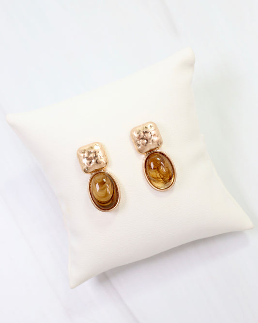 Mindy Textured Gold Drop Earring Tortoise