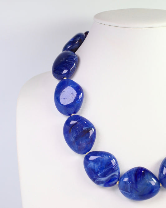 Bowlie Chunky Marble Necklace Blue