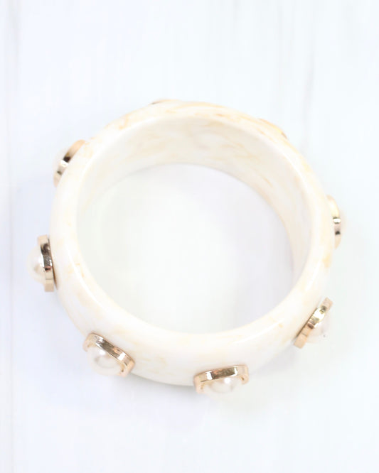 Aida Pearl Bangle Bracelet Ivory