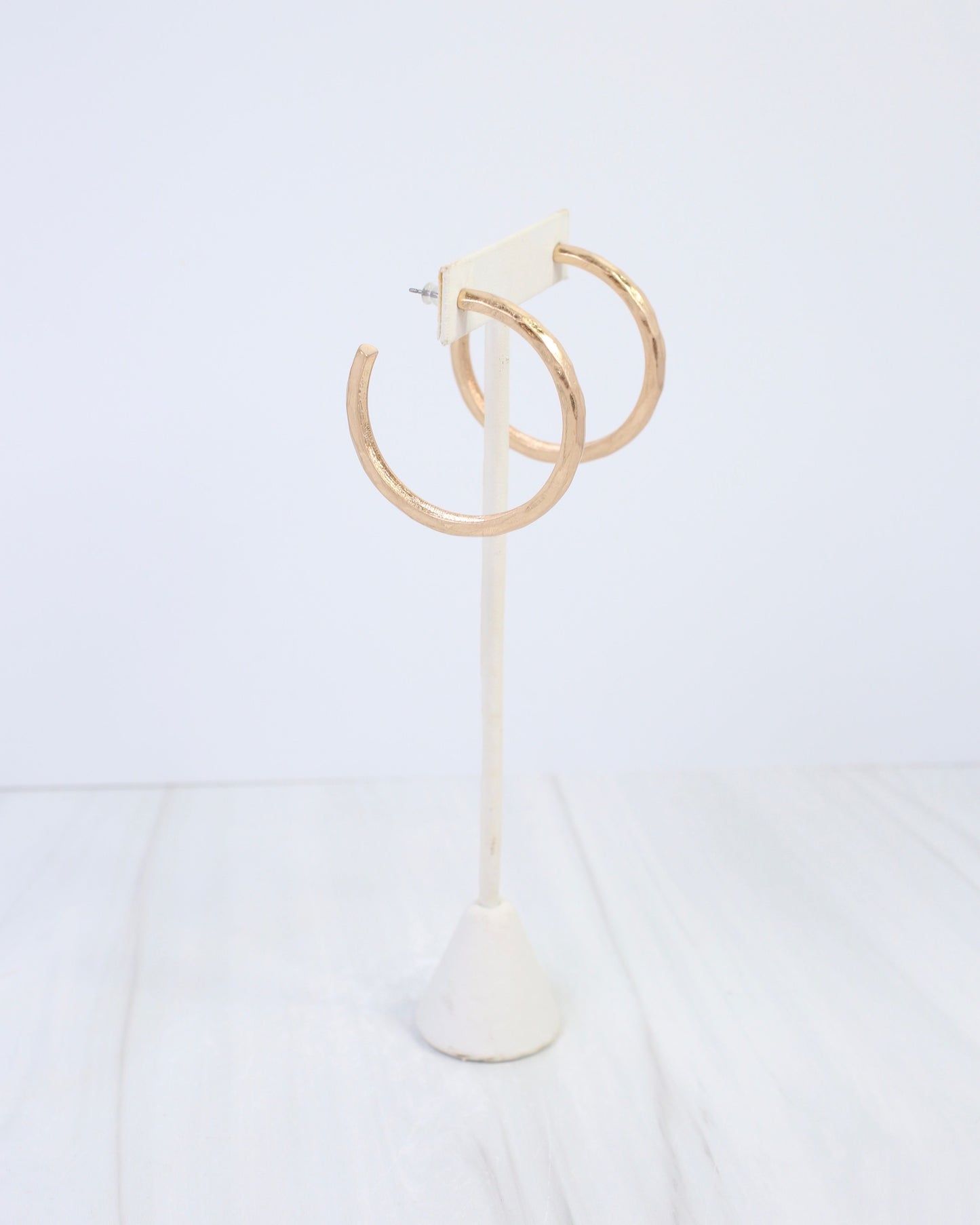 Hyde Park Hammered Hoop Earring Worn Gold