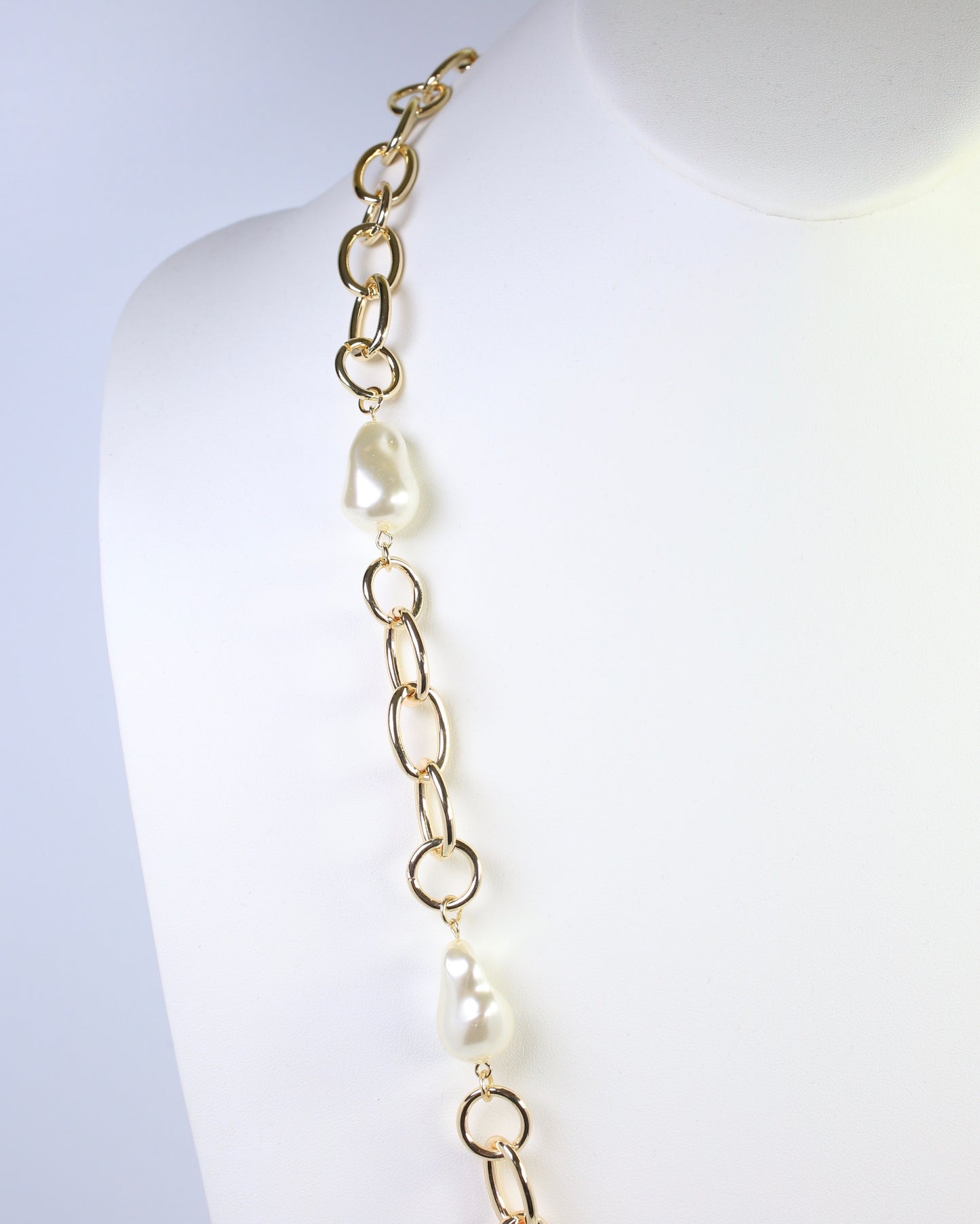 Harrie Link Necklace With Pearls Gold