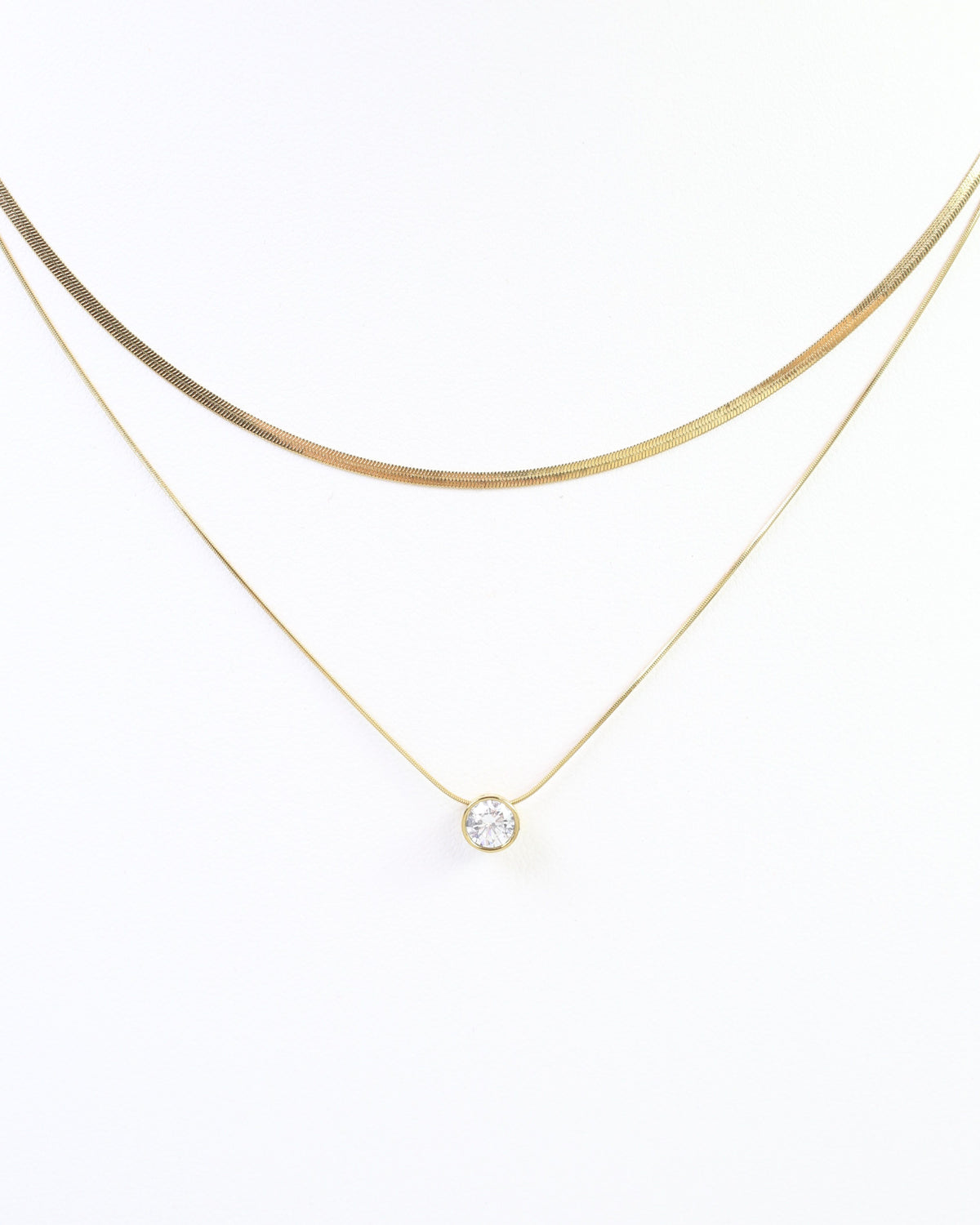 Trellis Layered CZ Necklace WP Gold