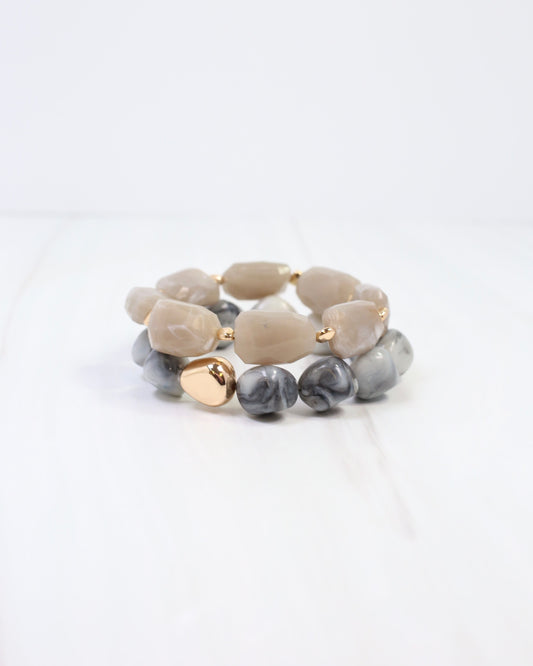 Ginger Stone Stretch Bracelet Grey