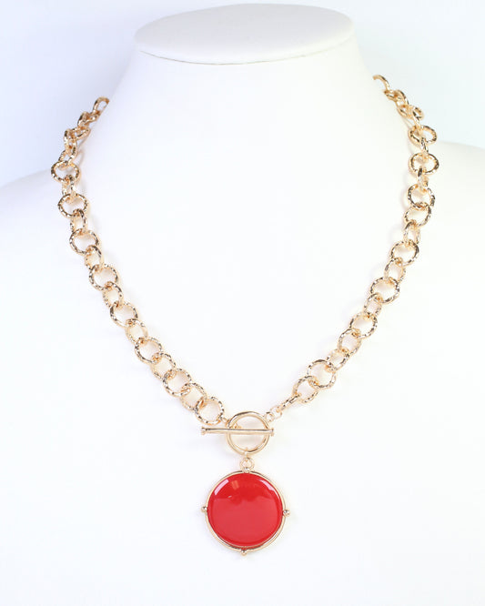 McKinley Pendant Toggle Necklace Red
