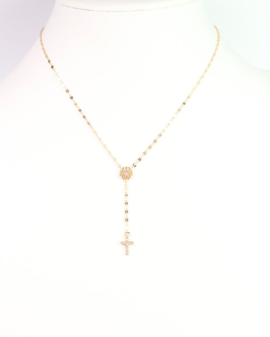 Violet Cross Y Necklace Gold
