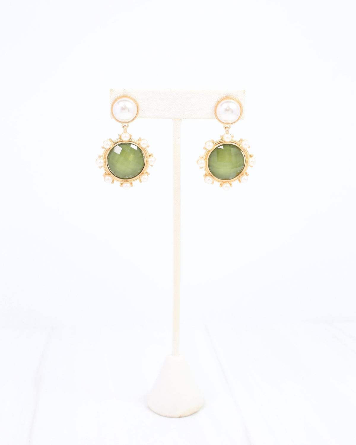Mayra Faceted Pearl Earring Olive