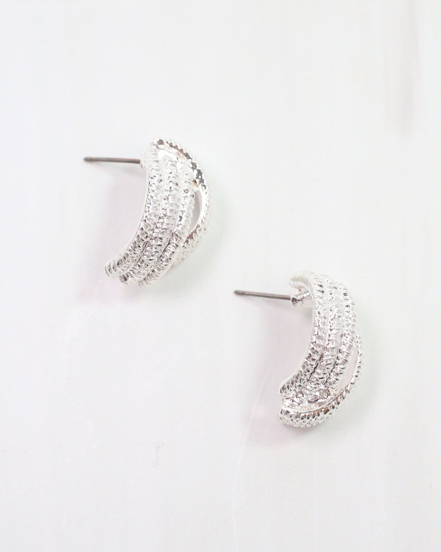 Brianne Brushed Textured Earring Silver