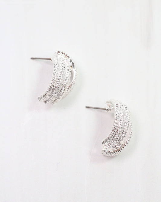 Brianne Brushed  Textured Earring Silver