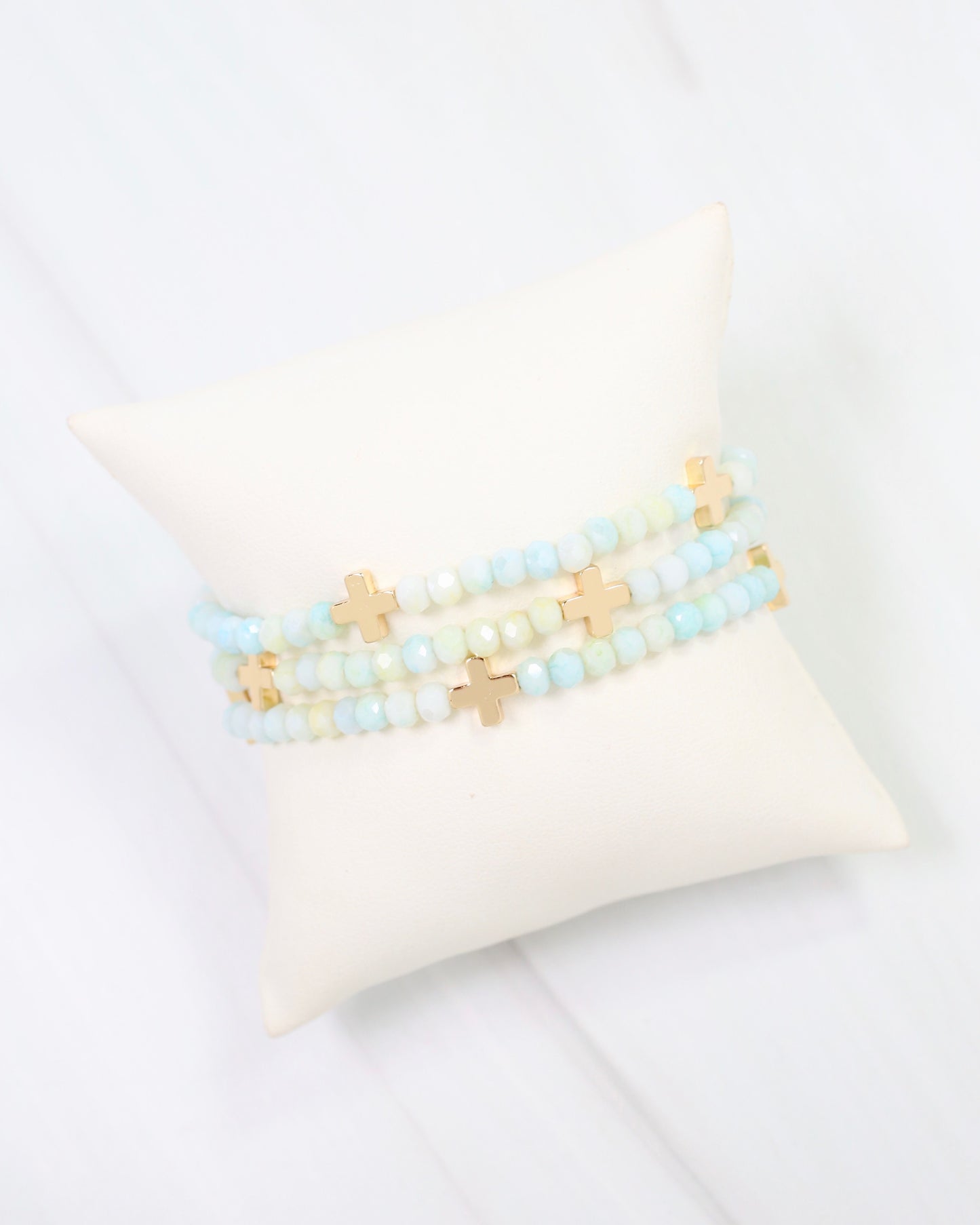 Riversprings Cross Beaded Bracelet Set Light Blue