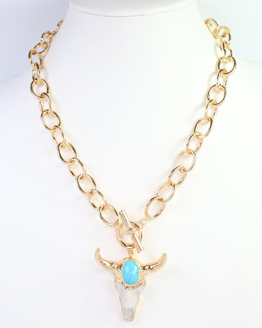 Tombstone Bull Necklace Gold