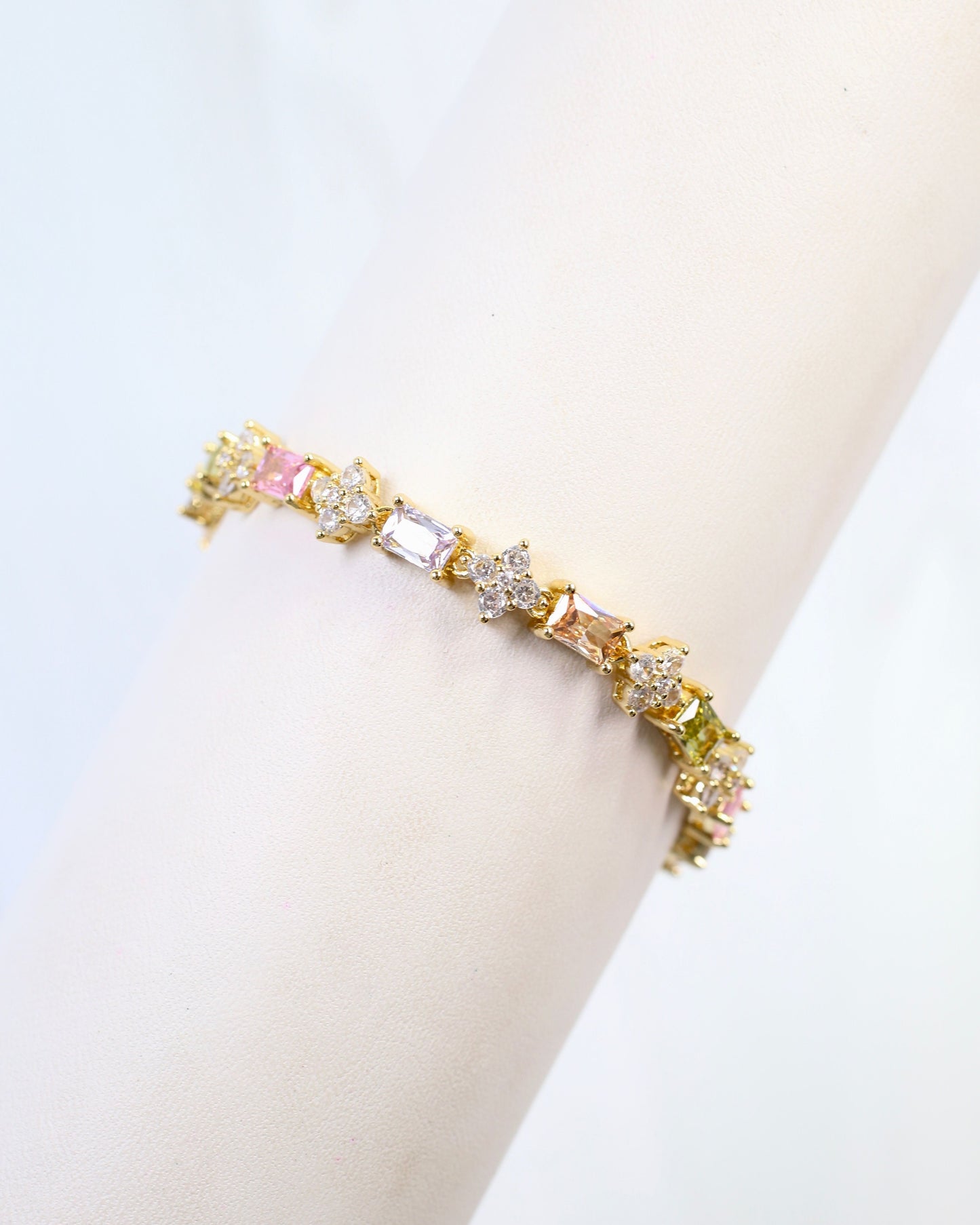 Belen Crystal and CZ Bracelet WR Gold