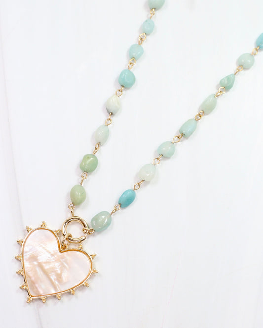 Lauderdale Stone and Heart Pendant Amazonite