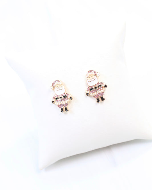 Cheery Santa Stud Earring Pink