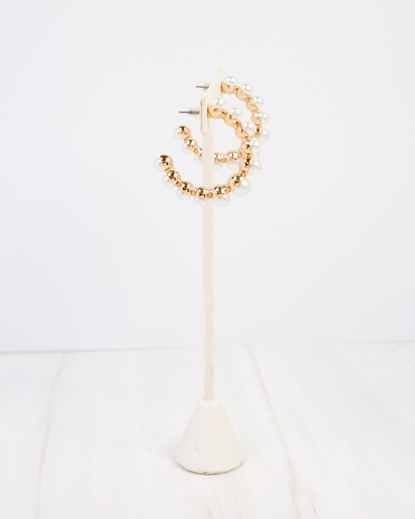 Bari Pearl Lined Hoop Earring Gold