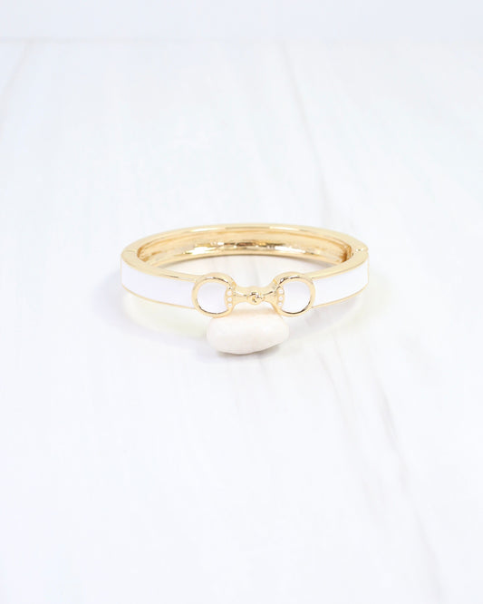 Kaylen Horsebit Hinged Bracelet White