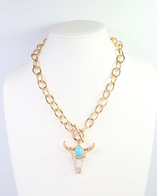 Tombstone Bull Necklace Gold