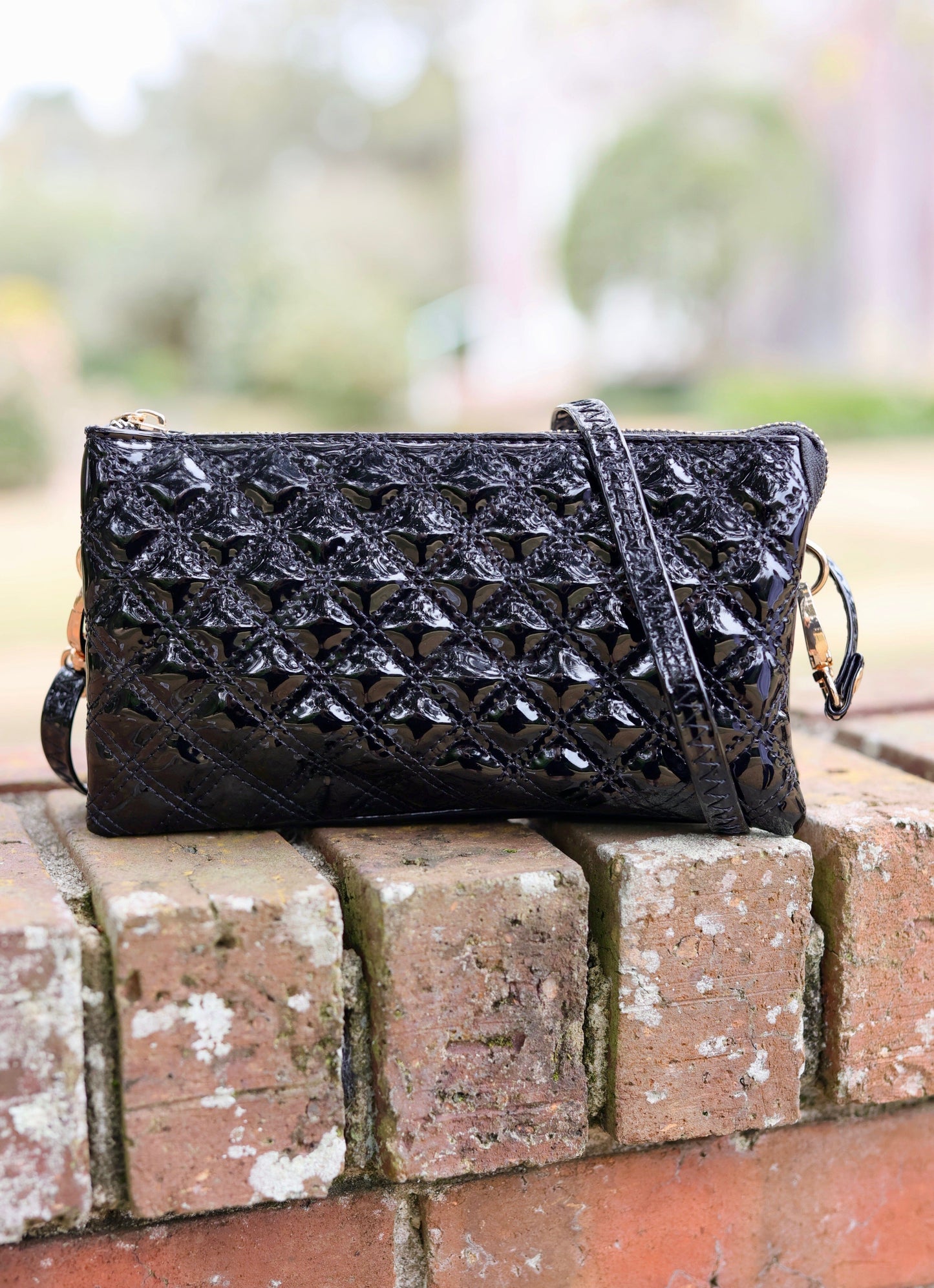 Liz Custom Collection Crossbody- BLACK PATENT - Caroline Hill