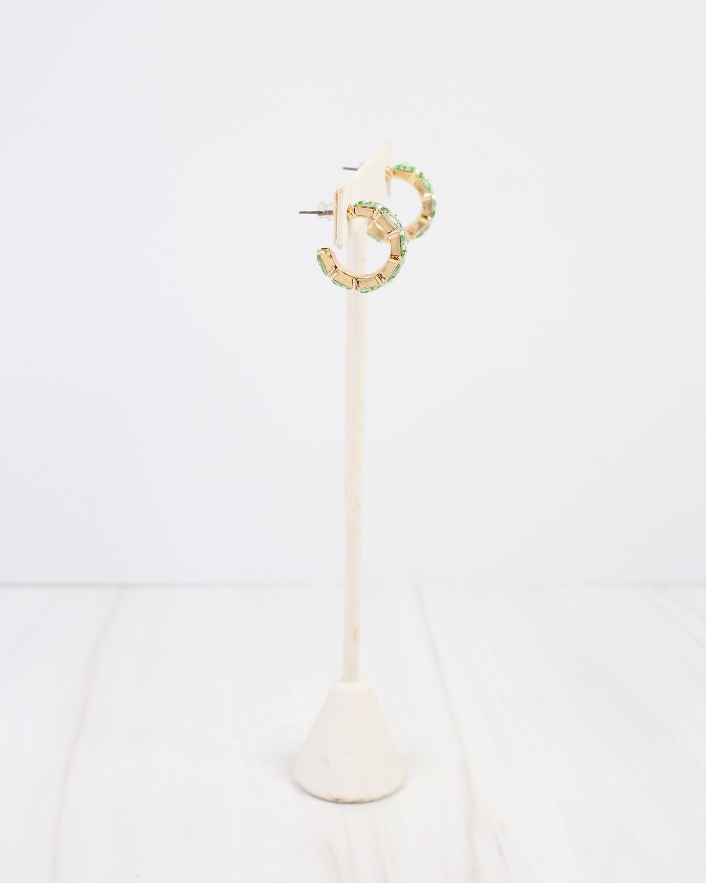Rome Triangle Stone Hoop Earring Green