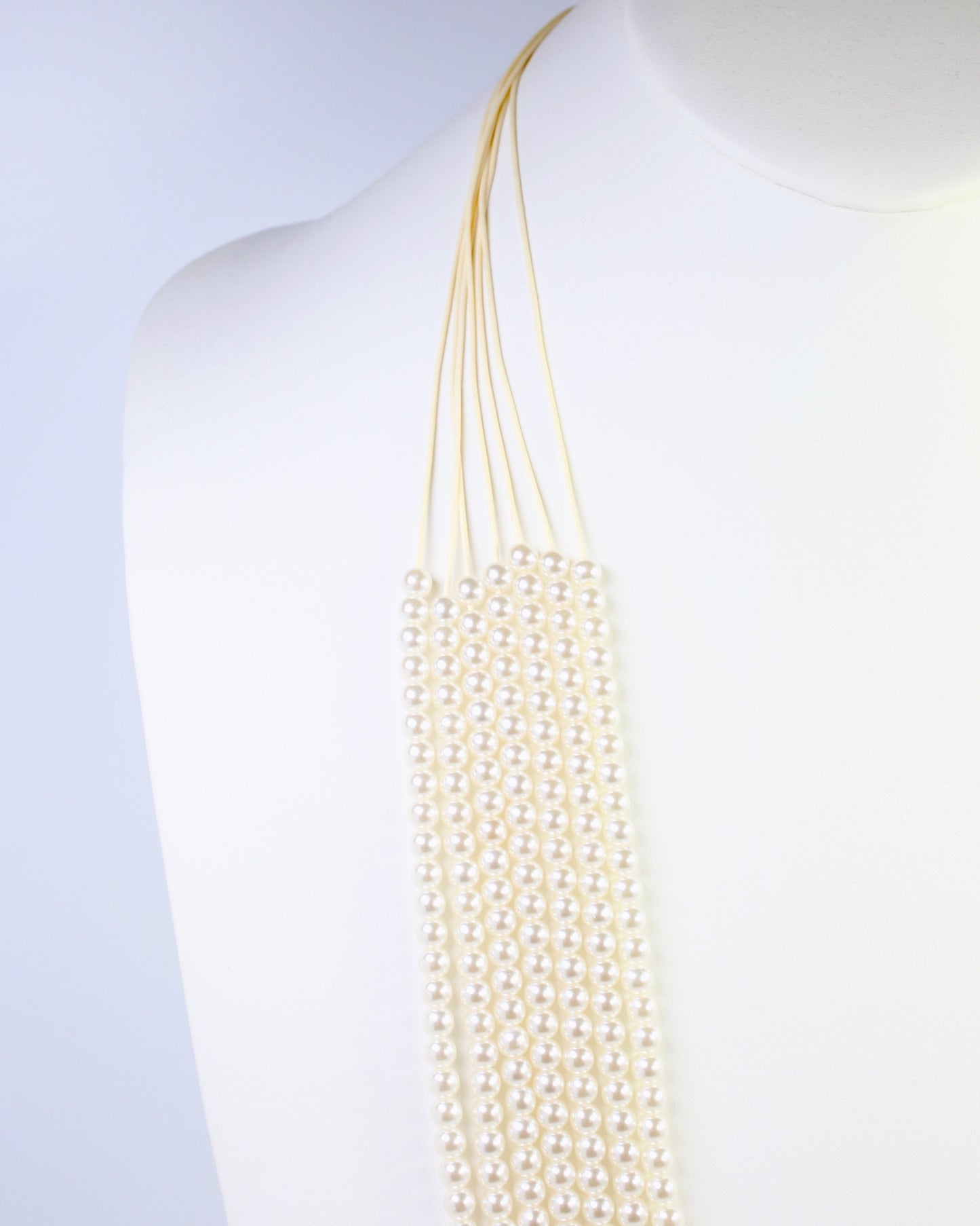 Marquette Layered Pearl Long Necklace Cream
