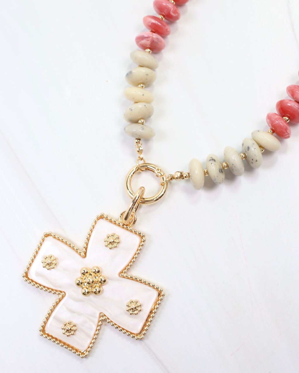 Carol Large Cross Charm Mother Of Pearl