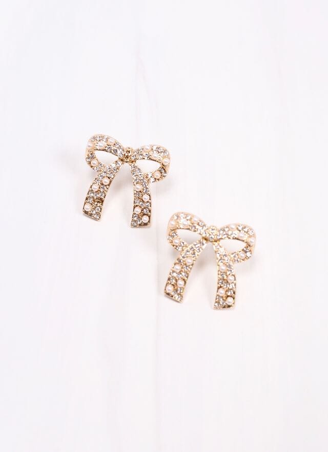 Mariyane Embellished Bow Earring GOLD - Caroline Hill