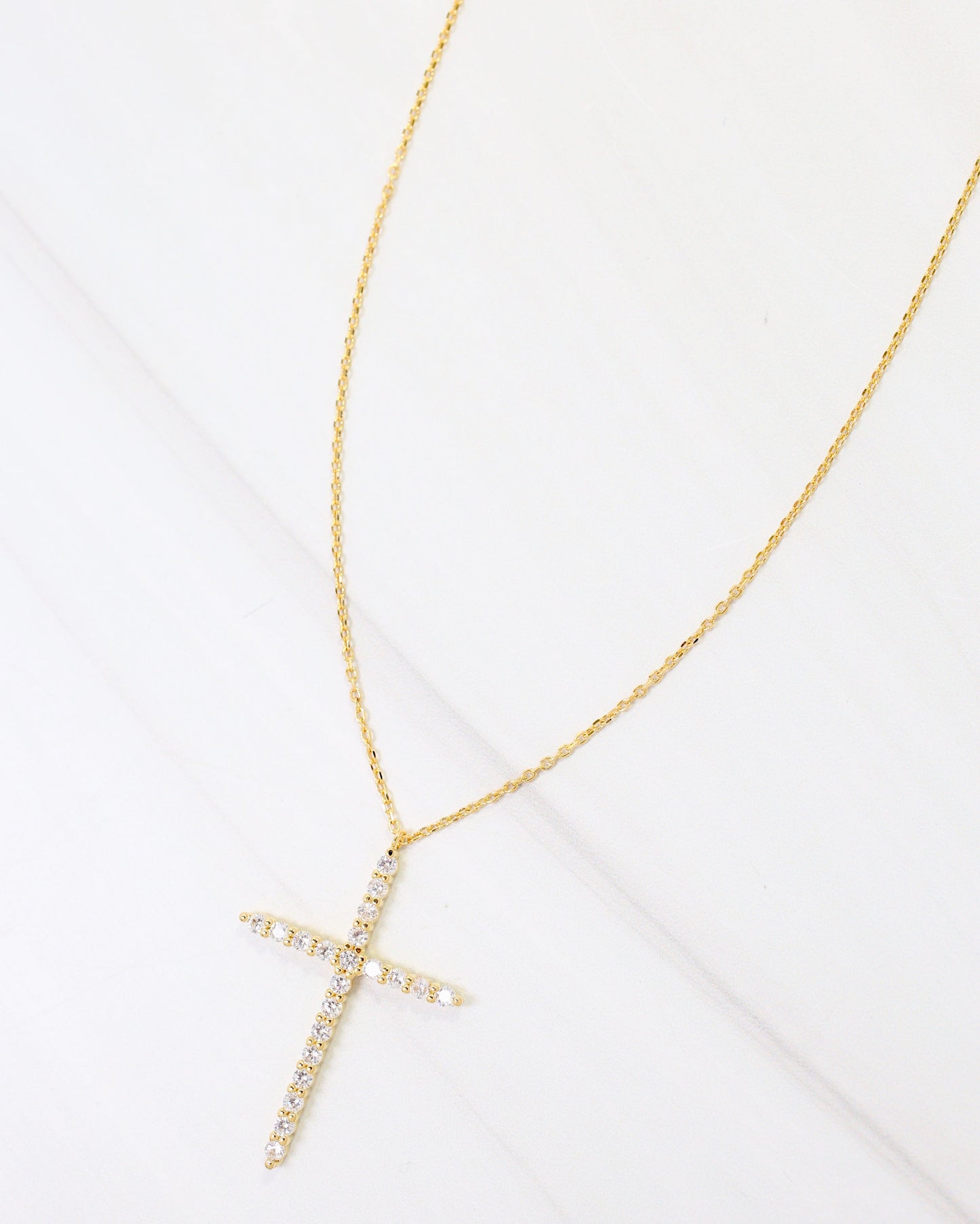 Yazoo CZ Cross Necklace Gold