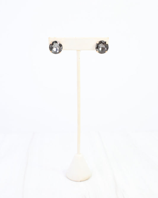 Andi Large Rhinestone Stud Earring Black Diamond