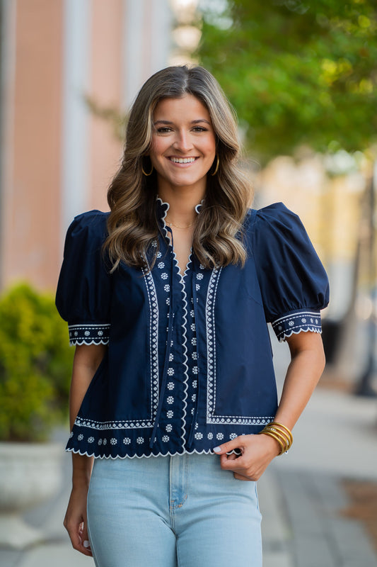 Denver Embroidered Detail Top