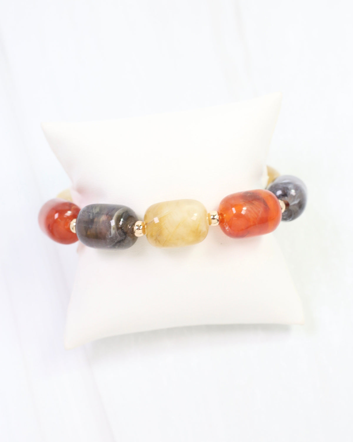 Penelope Beaded Stretch Bracelet Brown Multi