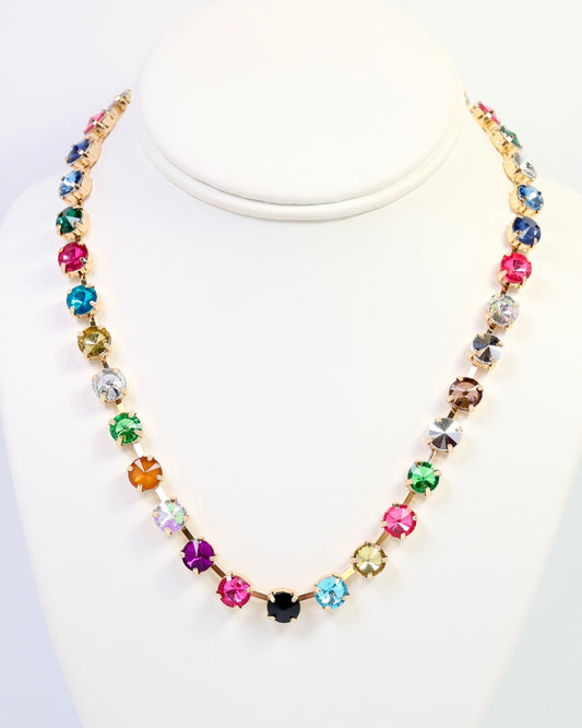 Shalimar Small Rhinestone Necklace Dark Multi